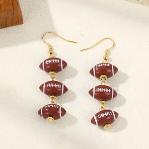Elegant Gold and Brown Football Earrings